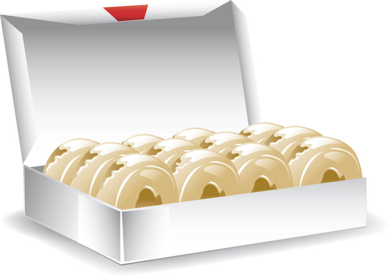 创意矢量一盒甜甜圈插图