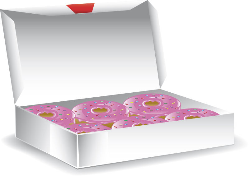 矢量一盒新鲜的草莓味甜甜圈插图