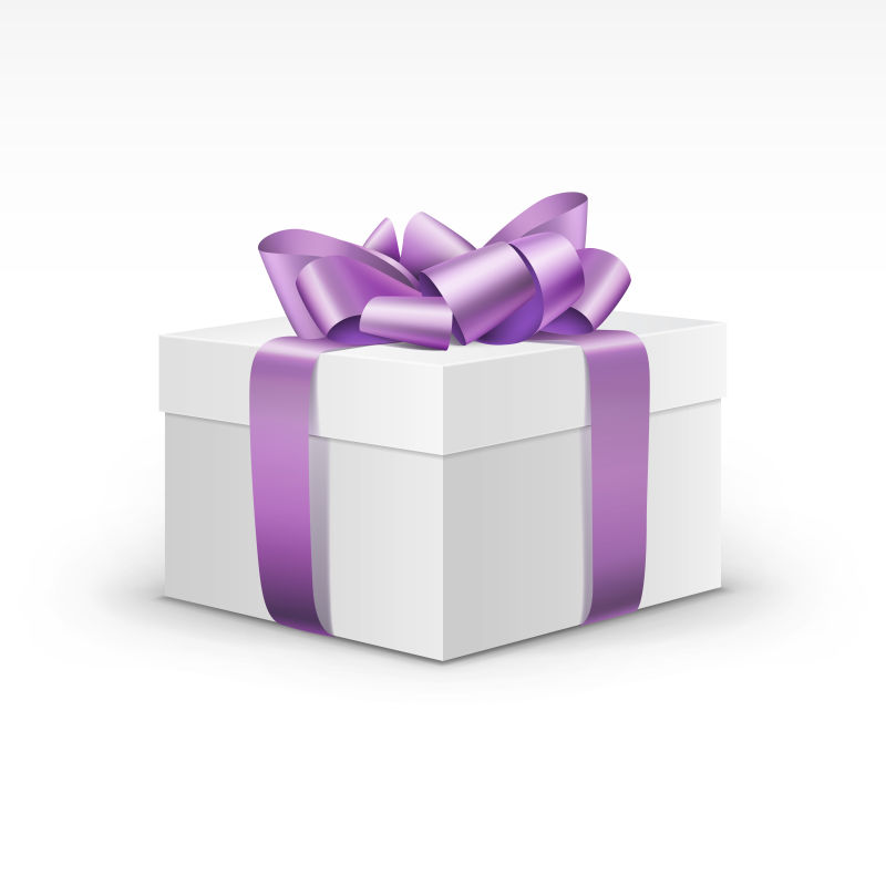 淡紫色丝带的礼品盒矢量设计