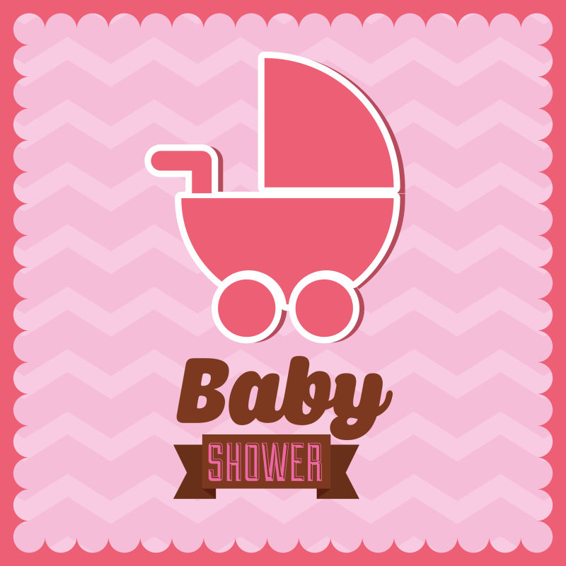 抽象婴儿推车元素的矢量沐浴卡设计