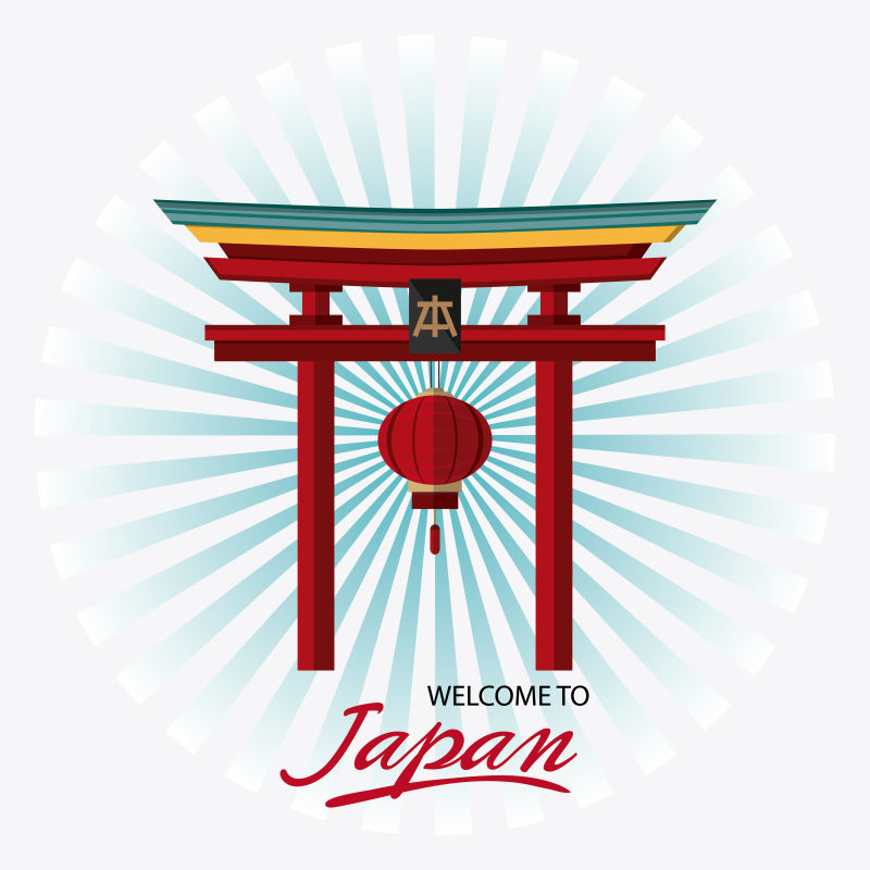 矢量日本拱门插图设计
