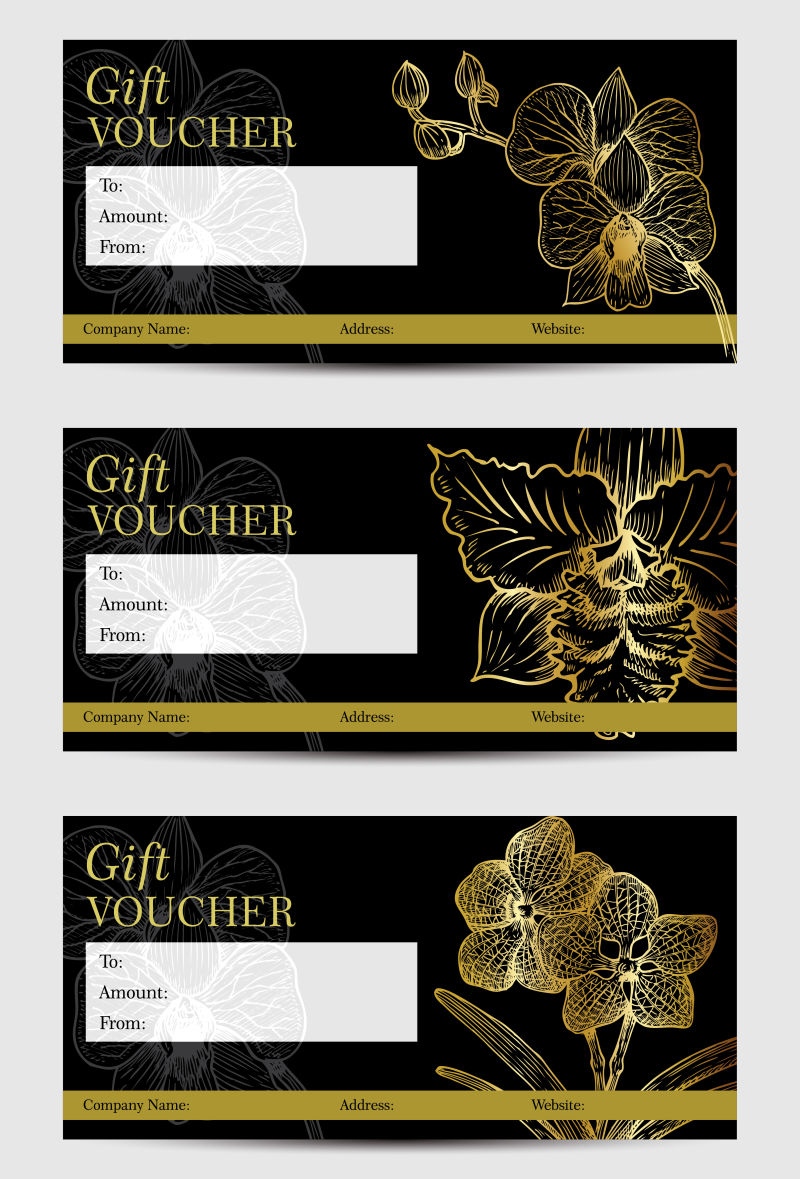 创意矢量兰花元素的礼品券设计