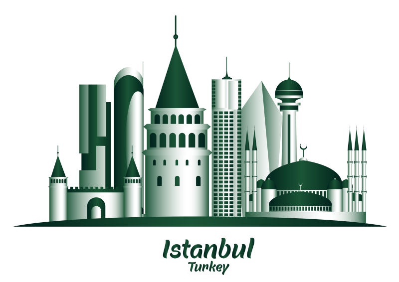 创意伊斯坦布尔建筑群的矢量插图