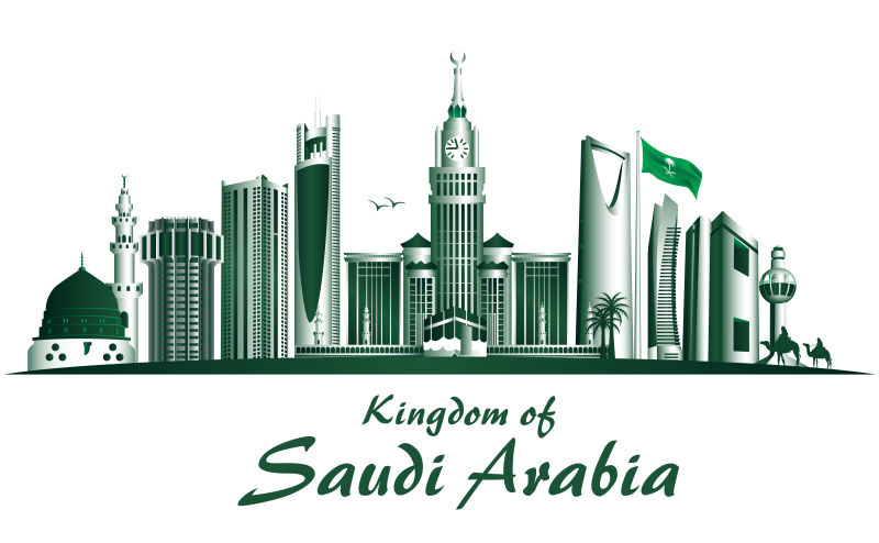 创意矢量沙特阿拉伯的著名建筑群的插图