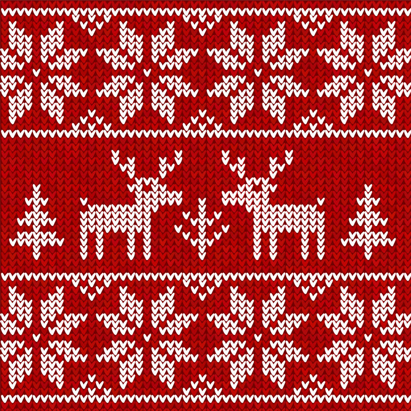创意针织圣诞节麋鹿元素的矢量纹理设计