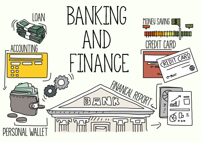 创意矢量银行金融概念的插图海报设计