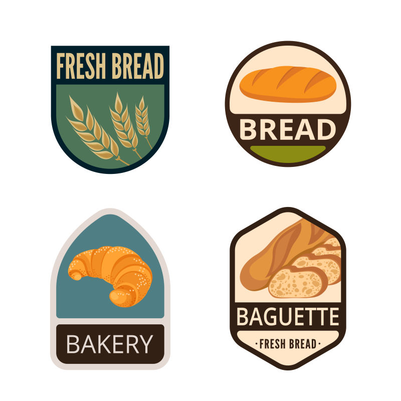 抽象矢量面包概念标签设计