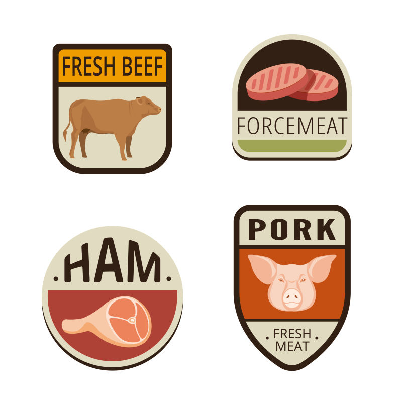 抽象矢量猪肉标签设计