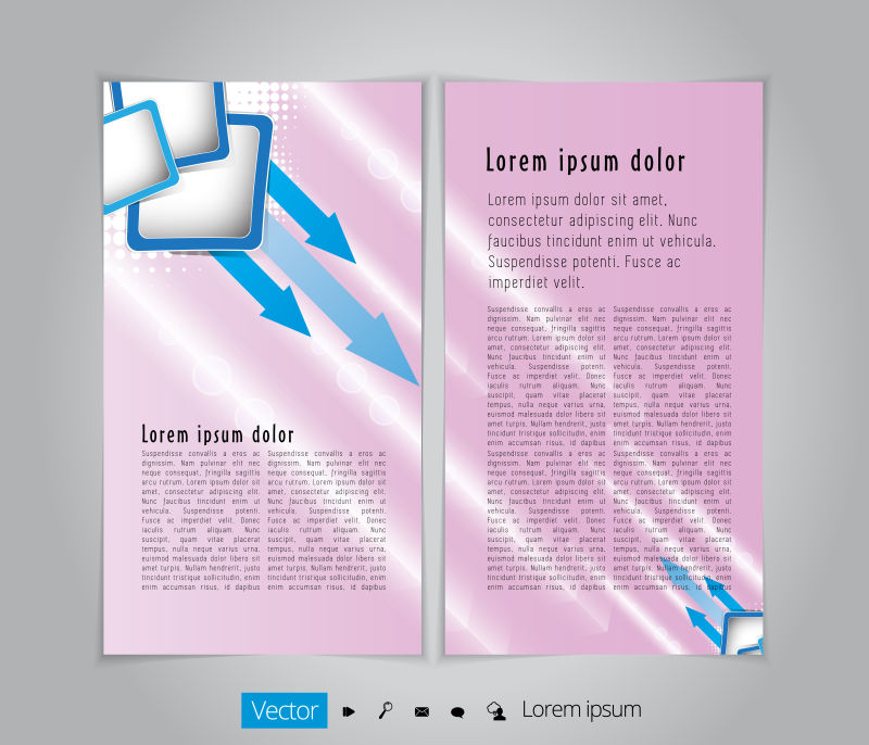 创意矢量抽象粉色几何风格的杂志版面设计
