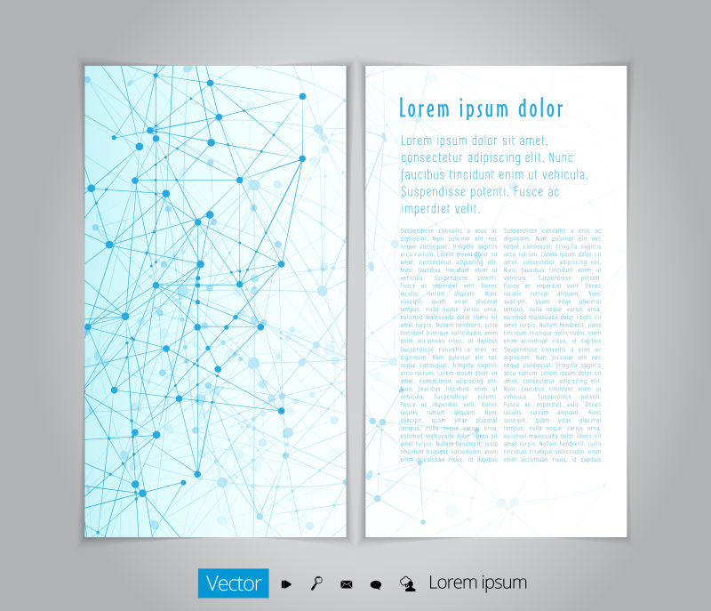 创意矢量蓝色线性几何元素的杂志版面设计