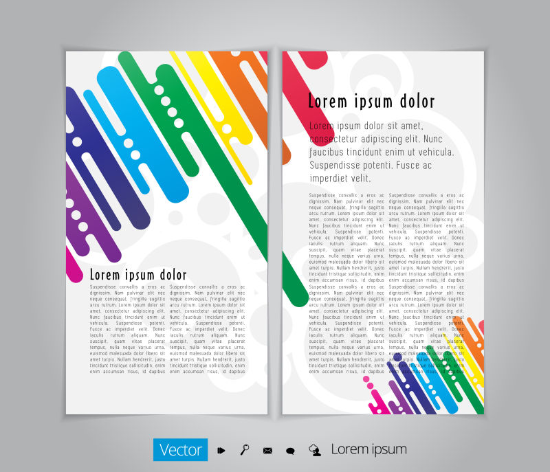 抽象矢量彩色元素的杂志版面设计