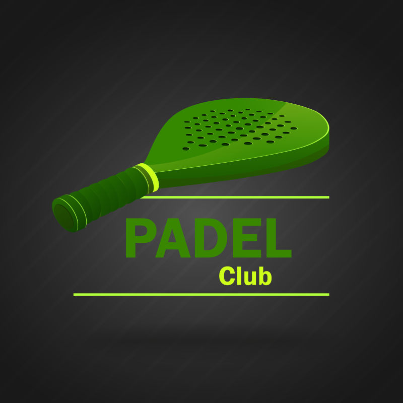 绿色的3D网球拍矢量插图