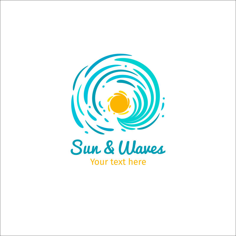 矢量的太阳和水流图案标志设计