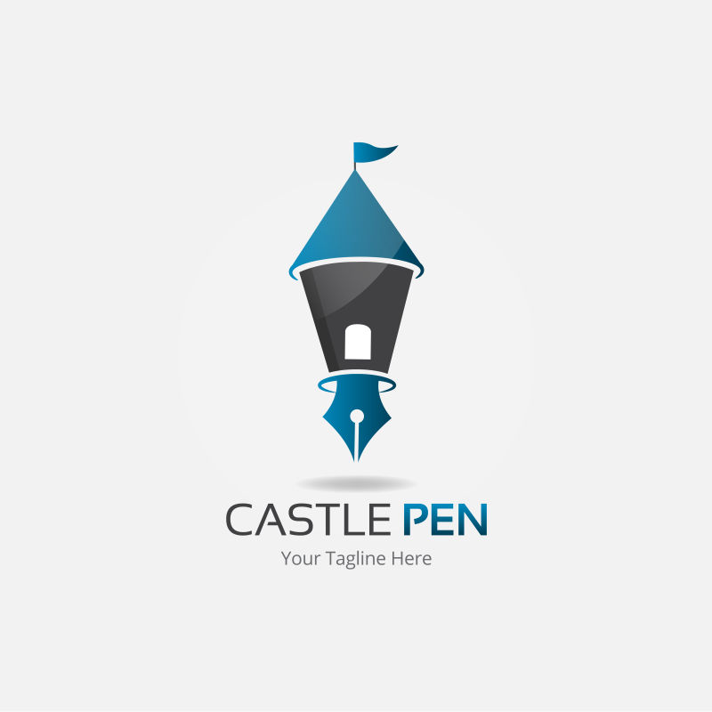创意矢量城堡钢笔概念的标志设计
