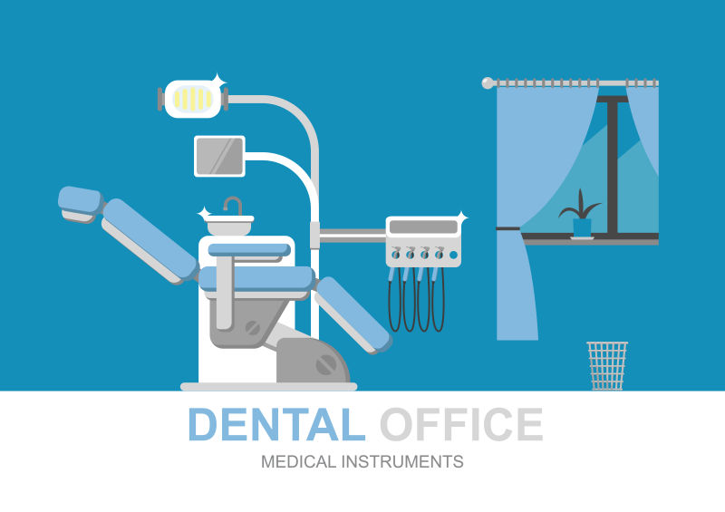 创意矢量牙科专业设备的平面插图