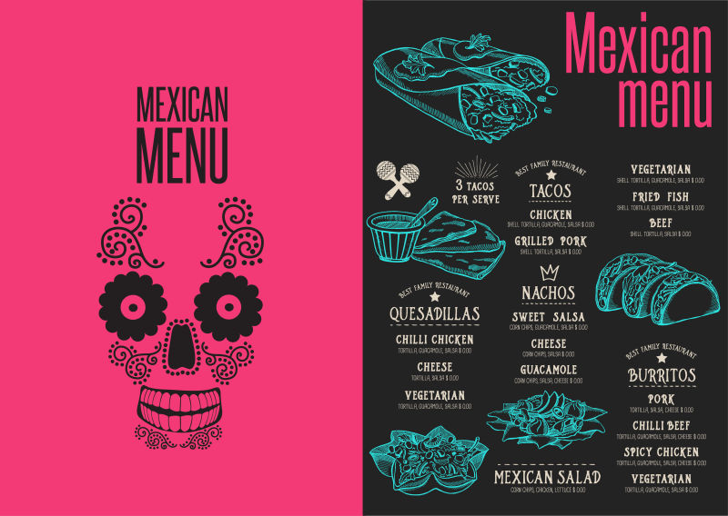 墨西哥餐厅菜单矢量设计