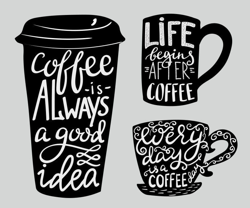 创意矢量咖啡杯文字排版设计