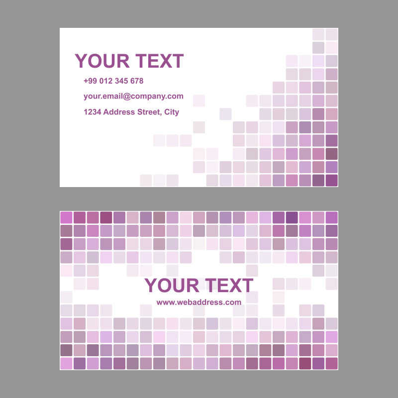 矢量紫色方形元素的名片设计