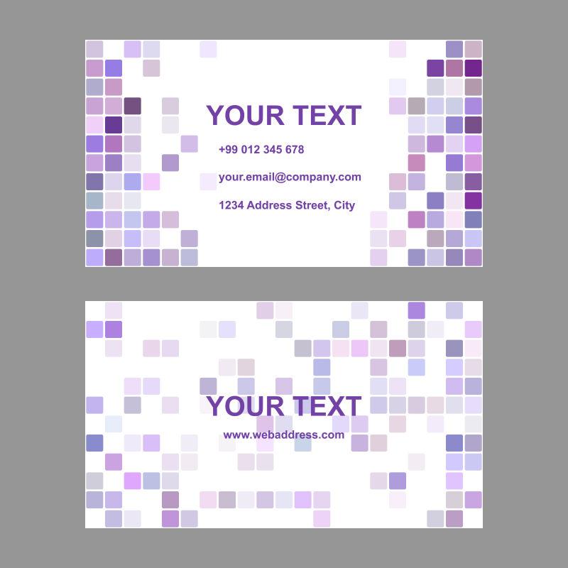 矢量紫色方块元素的名片设计
