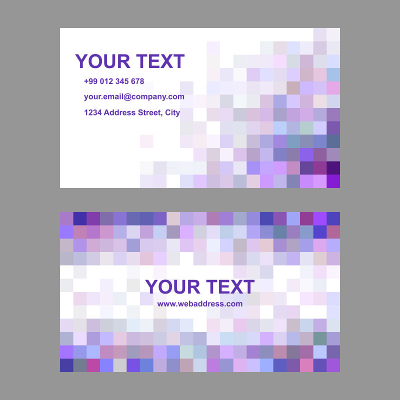 抽象矢量紫色方块元素的名片设计