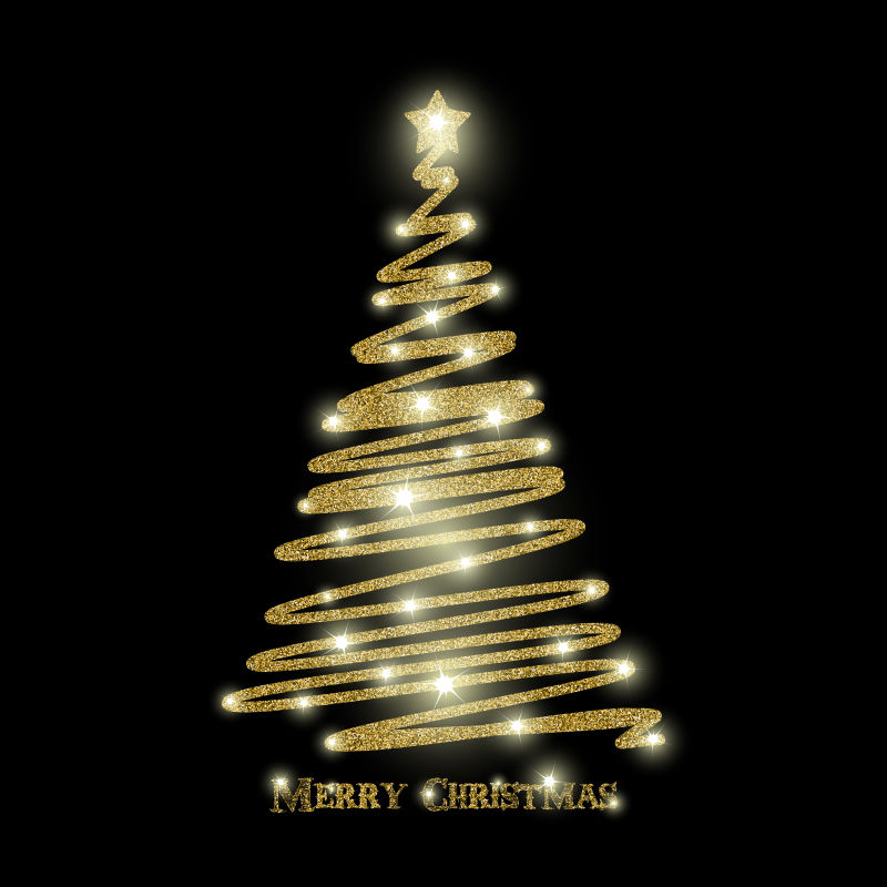 矢量发光的圣诞树创意背景