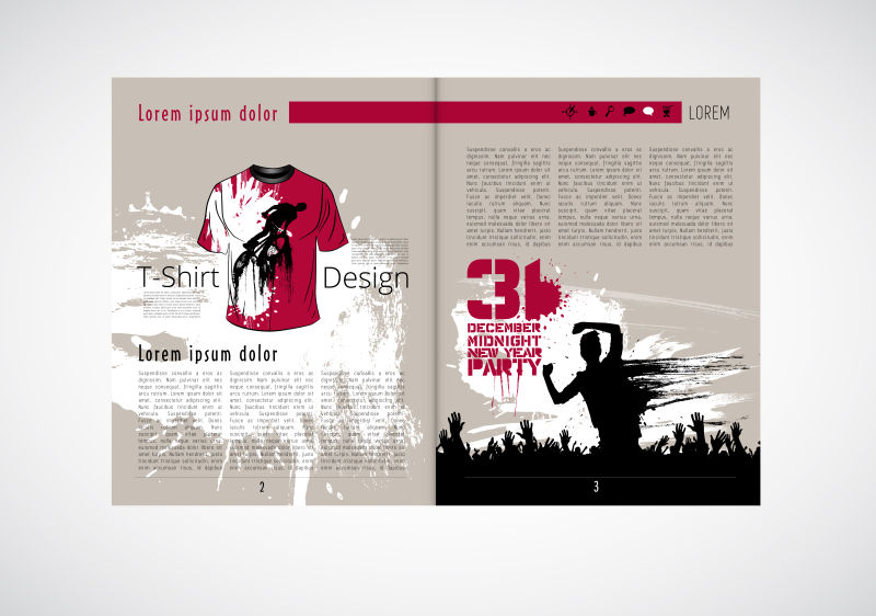 创意矢量现代自行车图形元素的杂志页面设计