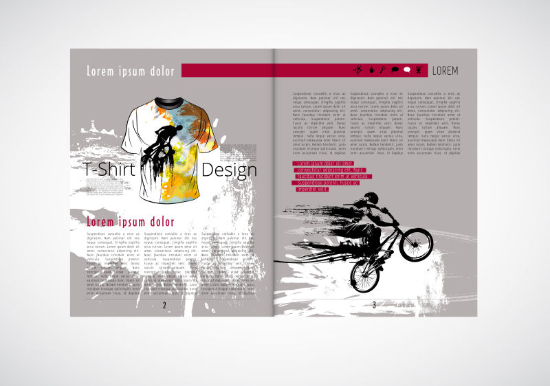 矢量创意山地自行车主题的杂志页面设计