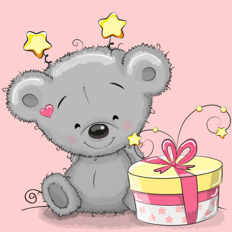 抽象矢量可爱的灰熊宝宝插图