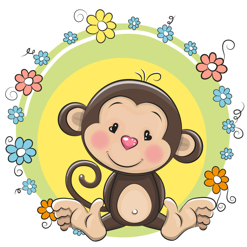 创意可爱的猴子矢量卡通插图