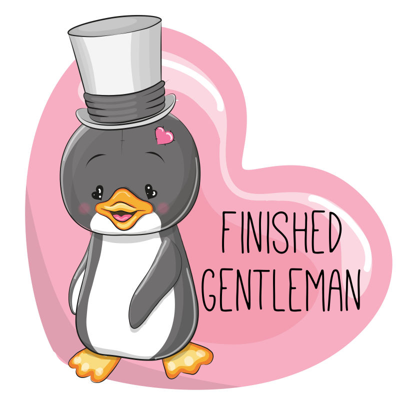 创意矢量可爱的卡通戴高帽的企鹅插图