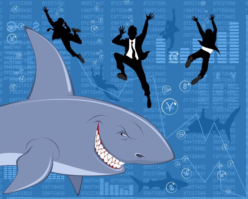 大商业鲨鱼的矢量插图