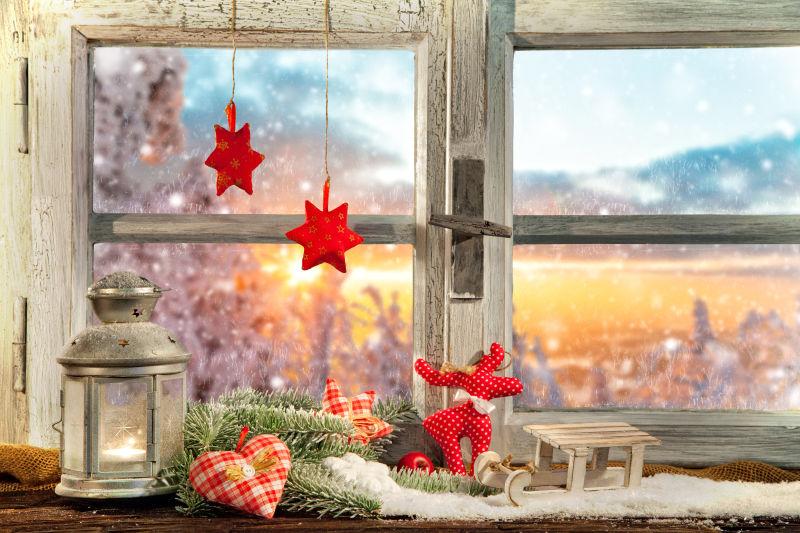 日落美景圣诞窗台装饰