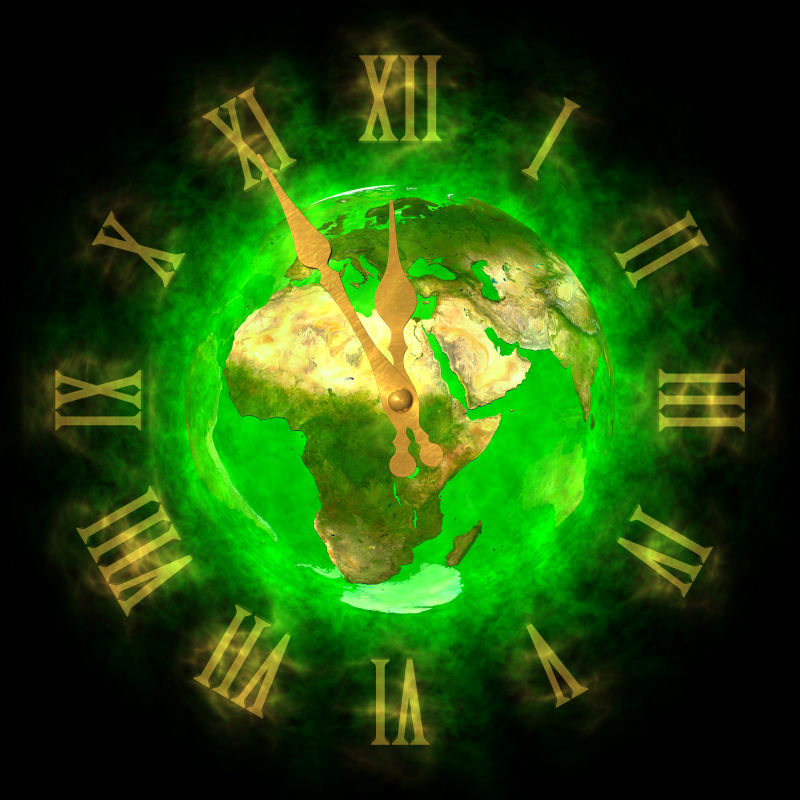 绿色背景上的时钟