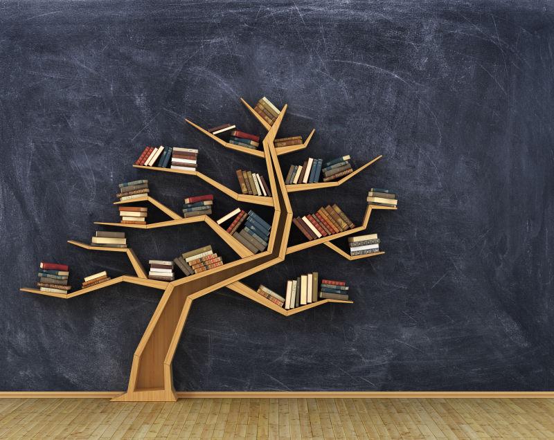 书架上满是树形的书