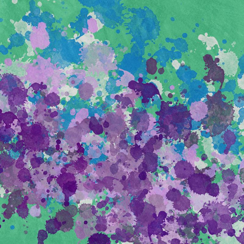 绿色和紫色相间的油墨效果背景