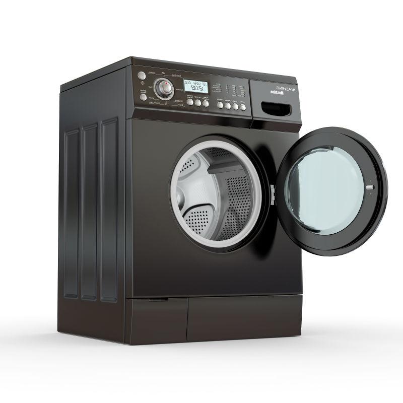 白色背景下的黑色洗衣机