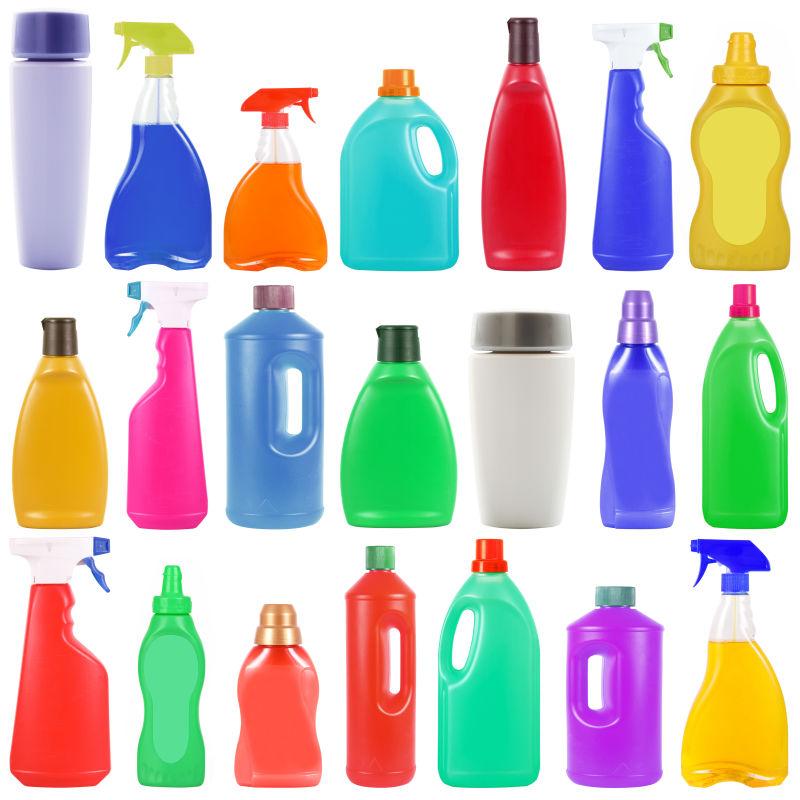 五颜六色的塑料瓶拼贴