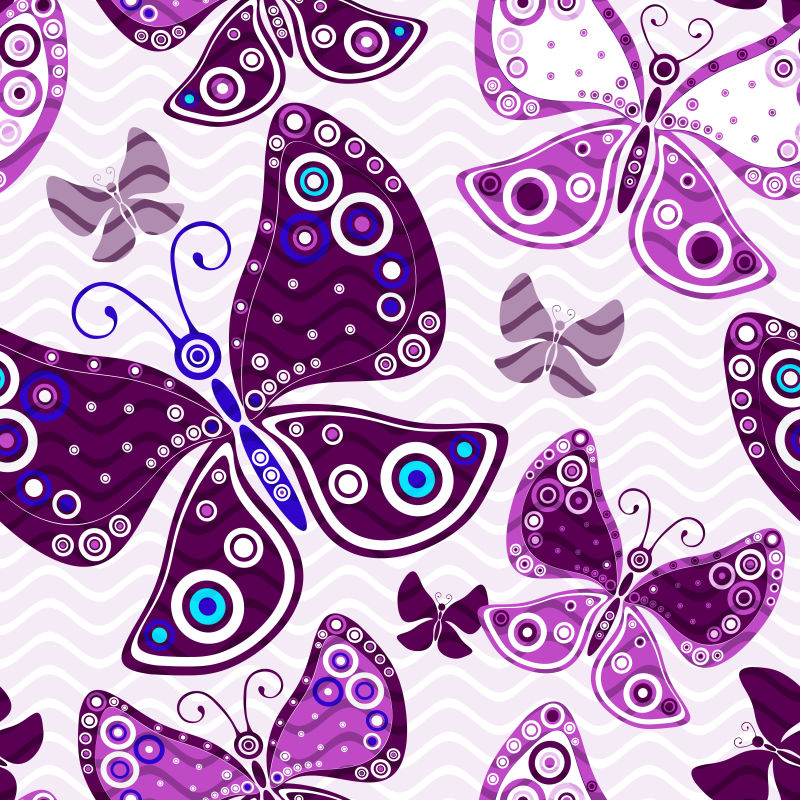 矢量紫色装饰抽象蝴蝶背景