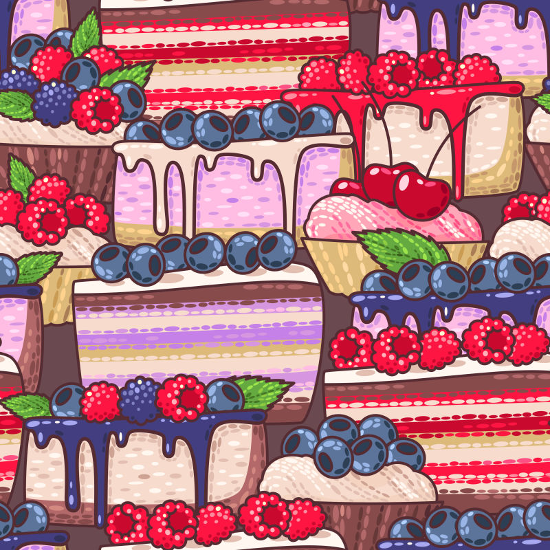 矢量的水果蛋糕插图