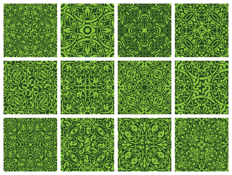 抽象矢量绿色花卉装饰无缝背景