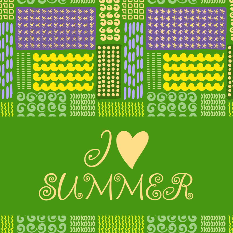 创意矢量绿色夏日主题的涂鸦背景插图