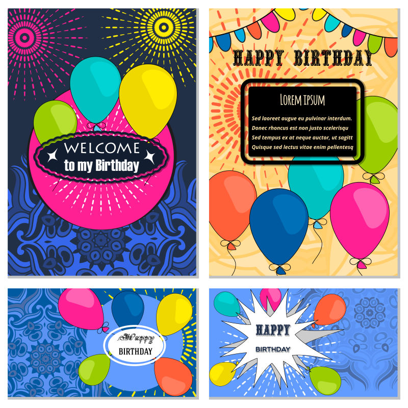 创意彩色庆祝生日快乐概念的矢量贺卡设计