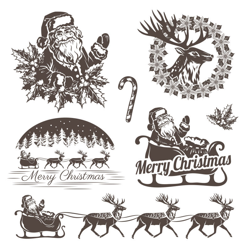 灰色的圣诞装饰插图矢量设计