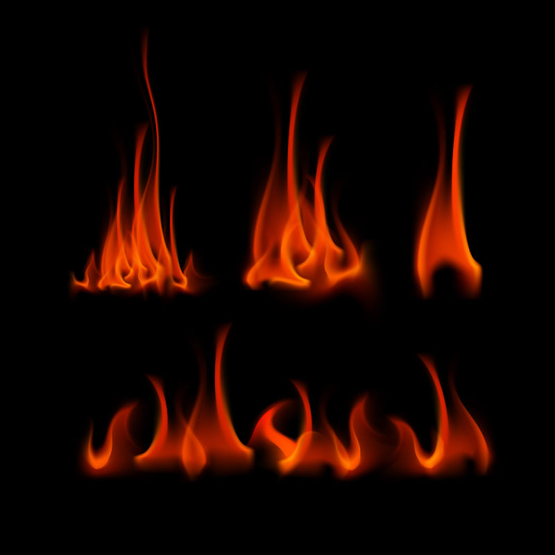 抽象矢量一簇簇火焰设计元素