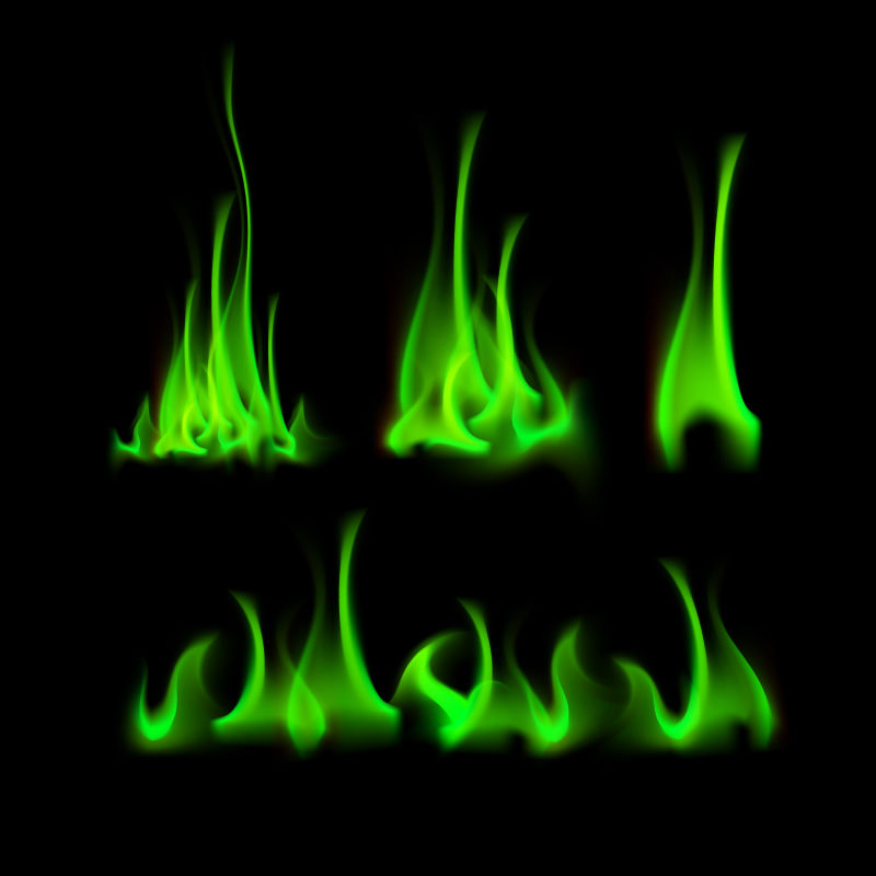 矢量抽象绿色火焰设计元素