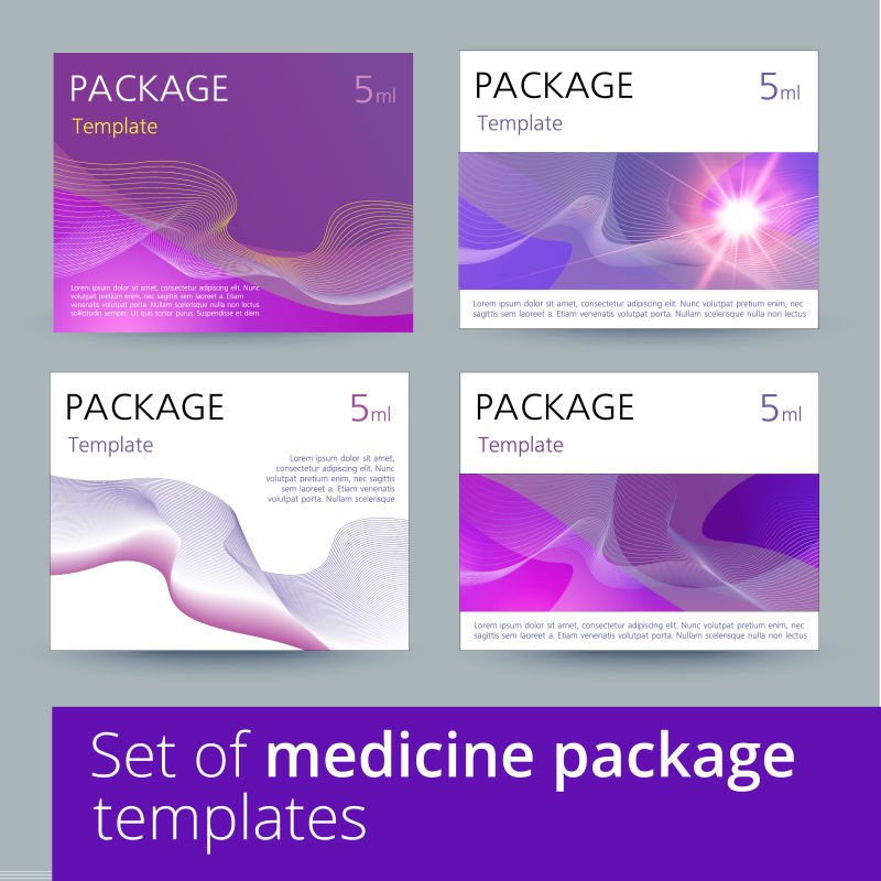 创意矢量紫色风格的药盒包装设计