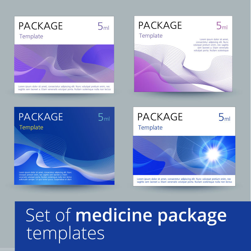 抽象蓝色紫色的矢量药盒包装设计
