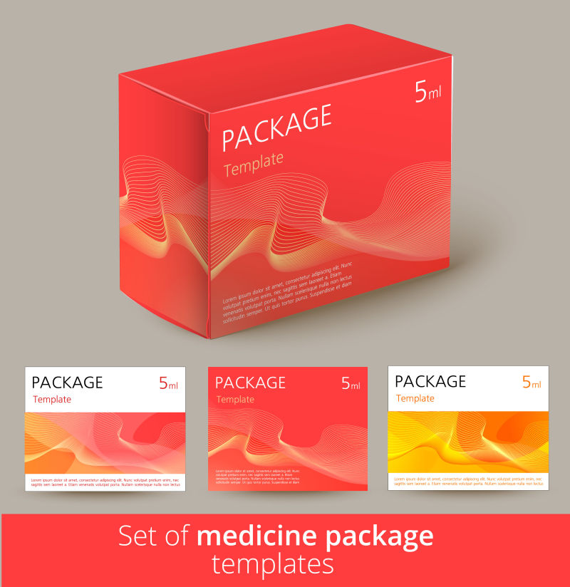 抽象红色创意设计的矢量现代药盒包装