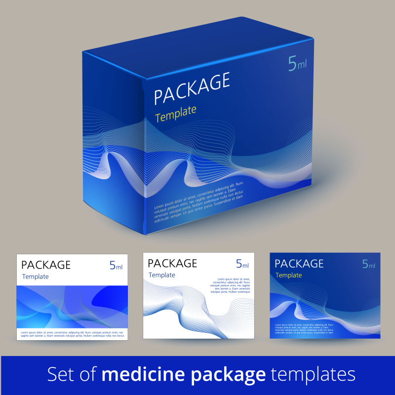 抽象蓝色的矢量药盒包装设计