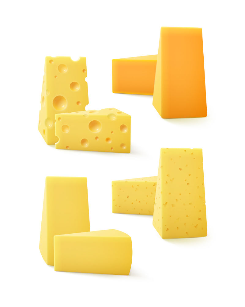 瑞士奶酪块矢量插图